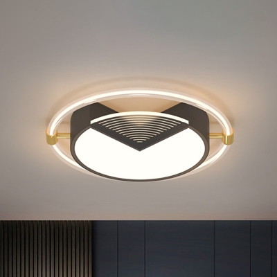 Circle Flush Mount Light Fixture Modern Acrylic LED Bedroom Ceiling Lighting in Black