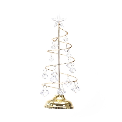 Crystal Christmas Tree Table Lamp Contemporary LED Night Lighting in Chrome/Gold for Bedroom, 10