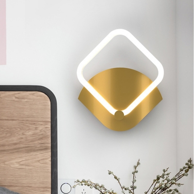 Diamond Wall Mount Lamp Fixture Modern Metal Gold LED Wall Sconce Lighting in Warm/White Light