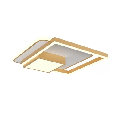 Geometry Flush Mount Lamp Contemporary Gold/Coffee LED Ceiling Mounted Fixture, 18