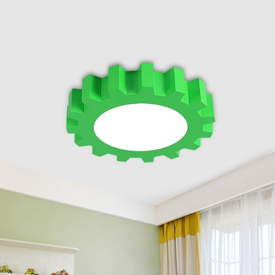 LED Nursery Ceiling Mounted Light Creative Blue/Green Flushmount Lighting with Gear Acrylic Shade