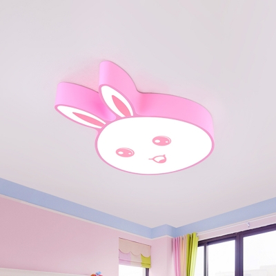 LED Parlor Ceiling Flush Mount Modernist Pink/Yellow/Blue Flush Light with Rabbit Head Acrylic Shade