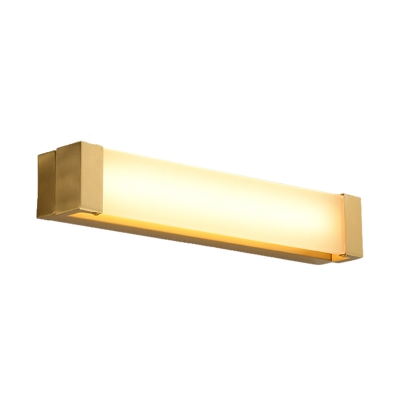 LED Toilet Wall Mounted Light Modernism Brass Vanity Sconce with Rectangle Acrylic Shade, 12