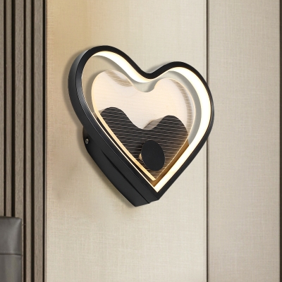 Loving Heart/Cloud Bedside Wall Sconce Acrylic LED Contemporary Wall Mounted Lamp in Black/White