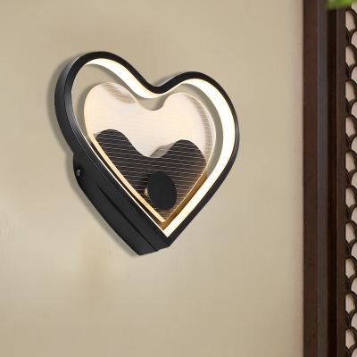 Loving Heart/Cloud Bedside Wall Sconce Acrylic LED Contemporary Wall Mounted Lamp in Black/White