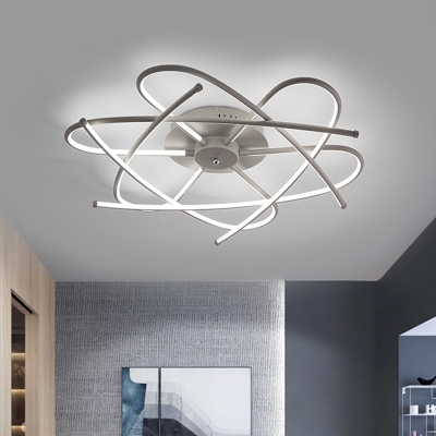 Metal Flower-Shape Flush Mount Light Contemporary LED White Ceiling Flush for Bedroom, Warm/White Light
