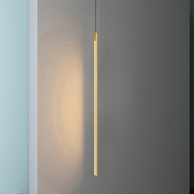 Metal Needle Down Lighting Pendant Minimalist Black/Gold LED Hanging Lamp in Warm/White Light for Bedroom