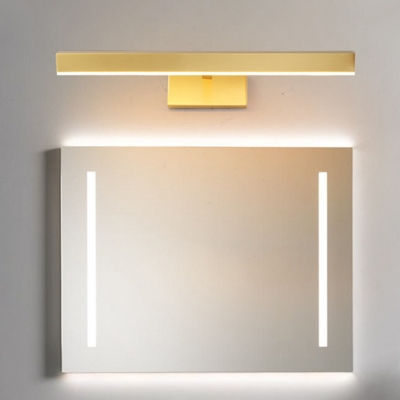 Metal Strip Vanity Lamp Fixture Modern Style LED Gold Wall Mounted Lighting with Oblong Backplate