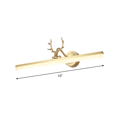 Metallic Beamed Wall Lighting Fixture Simplicity LED Gold Wall Vanity Lamp with Antler Design in Warm/White Light