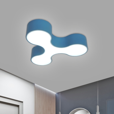 Metallic Geometric Ceiling Flush Nordic Style White/Blue/Yellow LED Flush Mount Light for Playroom