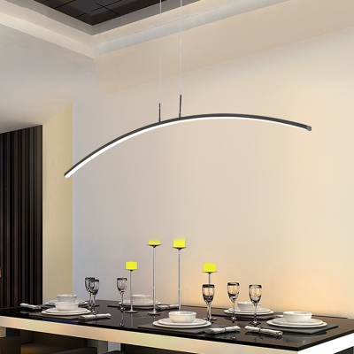 Minimalist Arched LED Pendant Lamp Acrylic Dining Room Island Lighting in Warm/White Light, Black/White