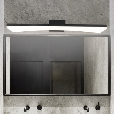 Modern LED Wall Mount Lamp Fixture Black Curved Panel Vanity Wall Sconce with Acrylic Shade in Warm/White Light