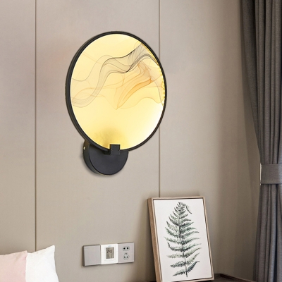 Oriental Ribbon Wall Light Sconce Metallic LED Living Room Wall Mount Mural Lamp in White/Beige