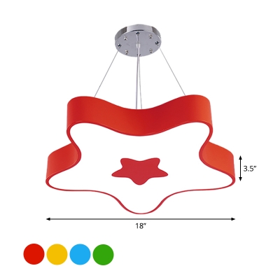 Simple Starfish Down Lighting Pendant Acrylic Playing Room LED Pendulum Light in Red/Blue/Yellow