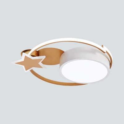 Star and Circle Flushmount Lighting Simplicity Acrylic LED White/Gold Close to Ceiling Lamp