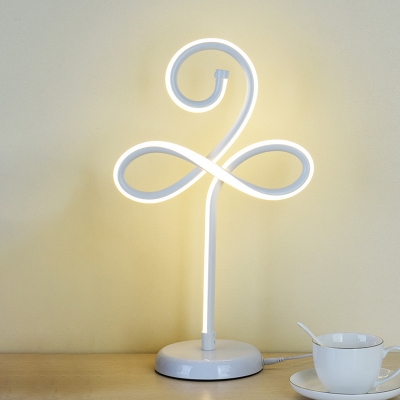 White Ribbons Table Night Light Contemporary Aluminum LED Nightstand Lamp for Bedroom