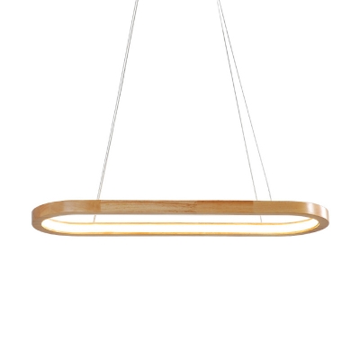 Wood Oblong Hanging Island Light Minimalistic 27.5