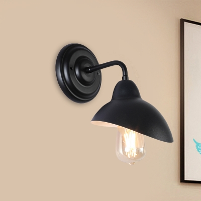 1-Head Waveform Wall Lighting Industrial Black Finish Metallic Sconce Light Fixture for Living Room