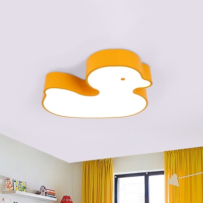 Acrylic Cute Duck Flush Lamp Fixture Kids Style LED Ceiling Mounted Light in Red/Yellow/Blue
