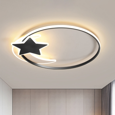 Acrylic Starry Sky Ceiling Flush Mount Nordic LED Black Flush Light Fixture for Bedroom