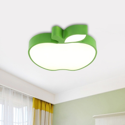 Apple Flush Mount Light Fixture Modernism Acrylic Red/Yellow/Green LED Ceiling Lamp for Playing Room