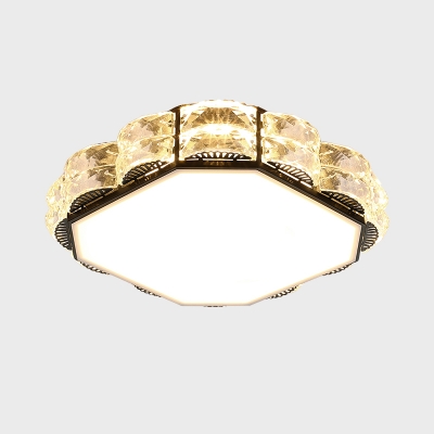 Beveled Crystal Square/Round Flushmount Contemporary LED Close to Ceiling Lighting in Black/White for Corridor