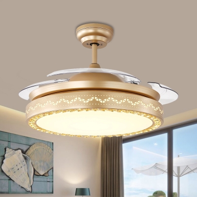 Black/Gold Round Hanging Fan Lamp Minimalist 19