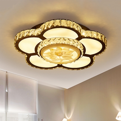 Bloom Clear Crystal Semi Flush Light Simple Chrome LED Ceiling Lighting for Bedroom
