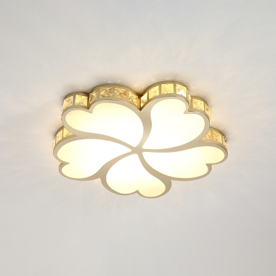 Blossom Flush Mount Fixture Modern Style Faceted Crystal LED Gold Ceiling Lamp for Bedroom
