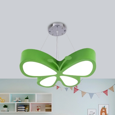Butterfly Flush Mount Lamp Cartoon Acrylic Red/Yellow/Green LED Close to Ceiling Lighting in Warm/White Light
