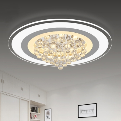 Cascading Flush Mount Light Contemporary Crystal Ball LED White Close to Ceiling Lighting