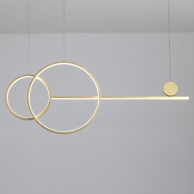 Circular and Linear Metal Down Lighting Simple Style Black/Gold LED Chandelier Pendant Light
