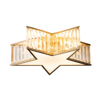 Clear Crystal Star Flush Mount Fixture Contemporary 5 Lights Ceiling Light for Bedroom