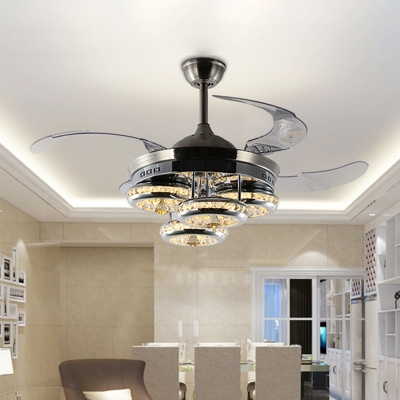 Crystal Round Hanging Fan Lighting Simple 19