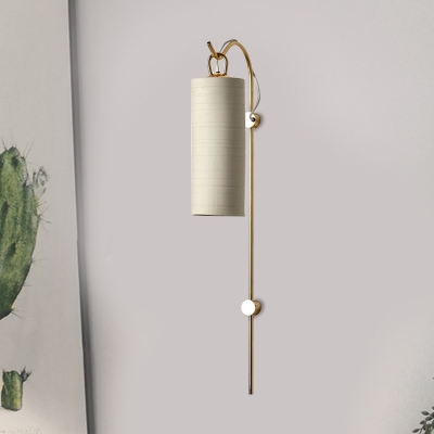 Fabric Cylinder Wall Mount Lamp Minimalism 1 Bulb White/Green Wall Lighting Ideas in Yellow/White Light