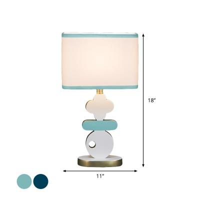 Fabric Rectangle Table Light Nordic 1 Bulb Blue/Green Night Lighting with Resin Base for Bedroom
