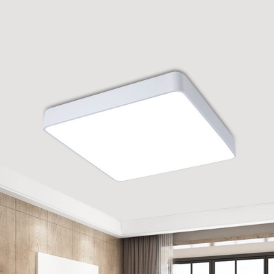 LED Parlour Flush Mount Lighting Minimalism White/Red/Yellow Ceiling Flush with Square Acrylic Shade in Warm/White Light