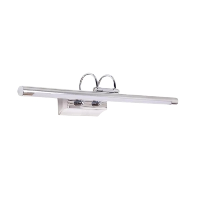 Metal Tubular Wall Mounted Lighting Minimalism LED Vanity Lamp with Swing Arm in Chrome, Warm/White Light