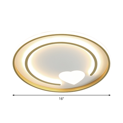 Minimalist LED Ceiling Mount Gold Circular Flushmount Light with Acrylic Shade for Bedroom
