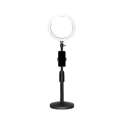 Minimalist LED Fill Flash Light Black Circle USB Vanity Lighting Ideas with Metal Shade