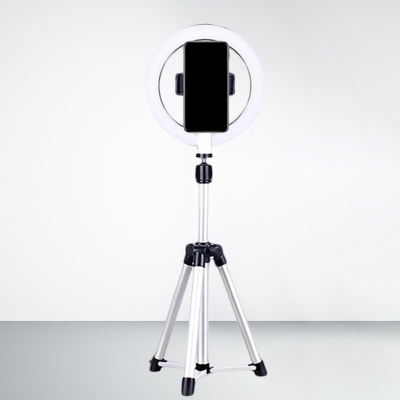 Modern Circular Vanity Lamp Metallic Mobile Phone Stand LED Fill Light in Black, USB