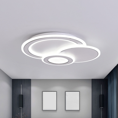 Round/Heart/Hexagon Great Room Flushmount Metallic LED Minimalist Ceiling Mount Light Fixture in Black-White