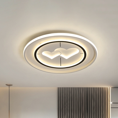 Round/Rectangle/Square Flushmount Nordic Acrylic LED White Ceiling Flush with Loving Heart Design in Warm/White Light