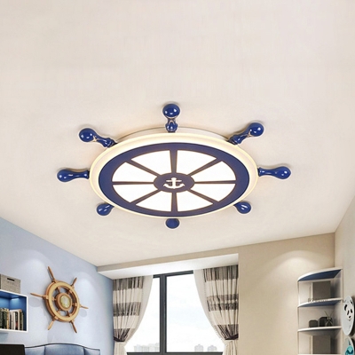 Rudder Acrylic Ceiling Lighting Nordic LED Blue Flush Mount Light Fixture with Anchor Pattern