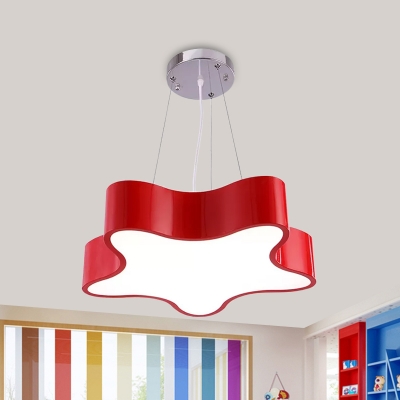 Starfish Pendulum Light Modernist Acrylic LED Kindergarten Ceiling Suspension Lamp in Red/Yellow/Green