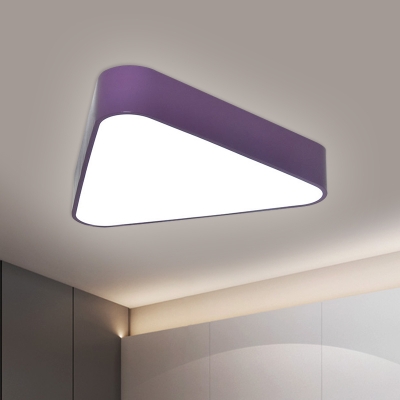 Triangle Acrylic Ceiling Lamp Contemporary White/Purple/Yellow LED Flush Mount Lighting Fixture