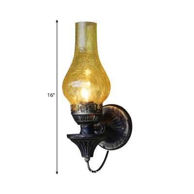 Vase Yellow/Clear/Frosted Glass Sconce Farmhouse 1 Head Outdoor Wall Lighting Fixture in Bronze