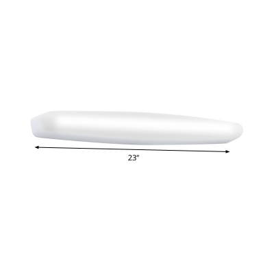 White Elongated Oval Flush Wall Sconce Nordic LED Acrylic Vanity Lighting Fixture in Warm/White Light