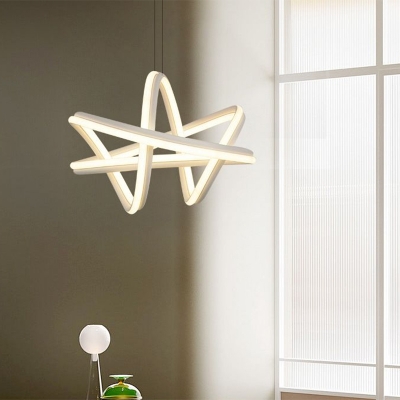 White Twisting LED Hanging Lamp Simplicity Aluminum Ceiling Chandelier in Warm/White Light