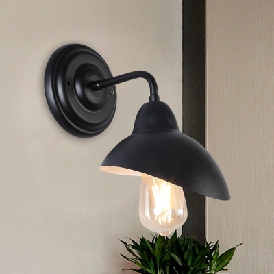 1-Head Waveform Wall Lighting Industrial Black Finish Metallic Sconce Light Fixture for Living Room